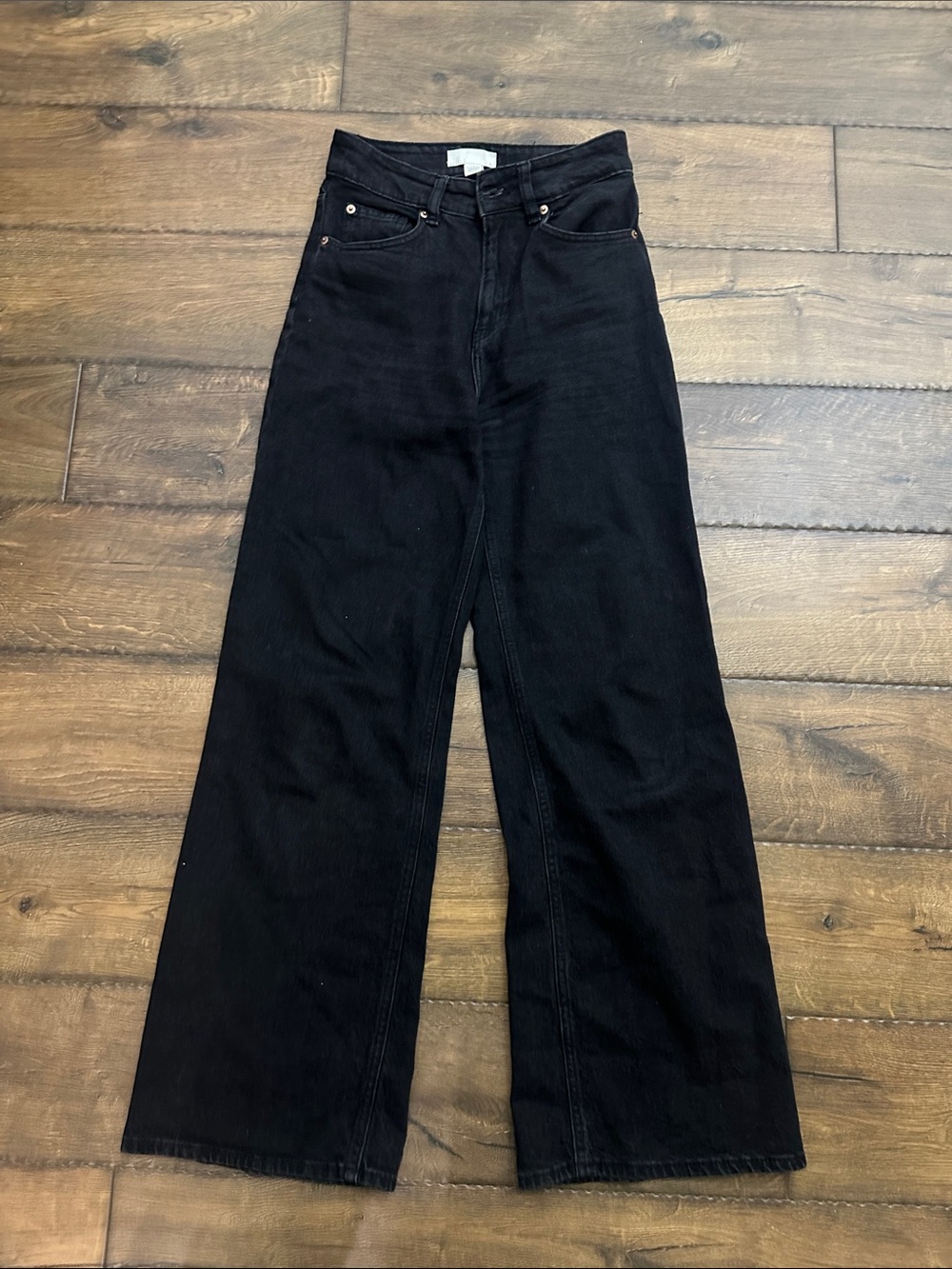 High-Waist Wide-Leg Women’s H&M Jeans - Black size 4